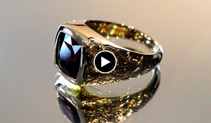 Alex Armen: Men's Gold and Spinel Ring with Hand-Engraving Video