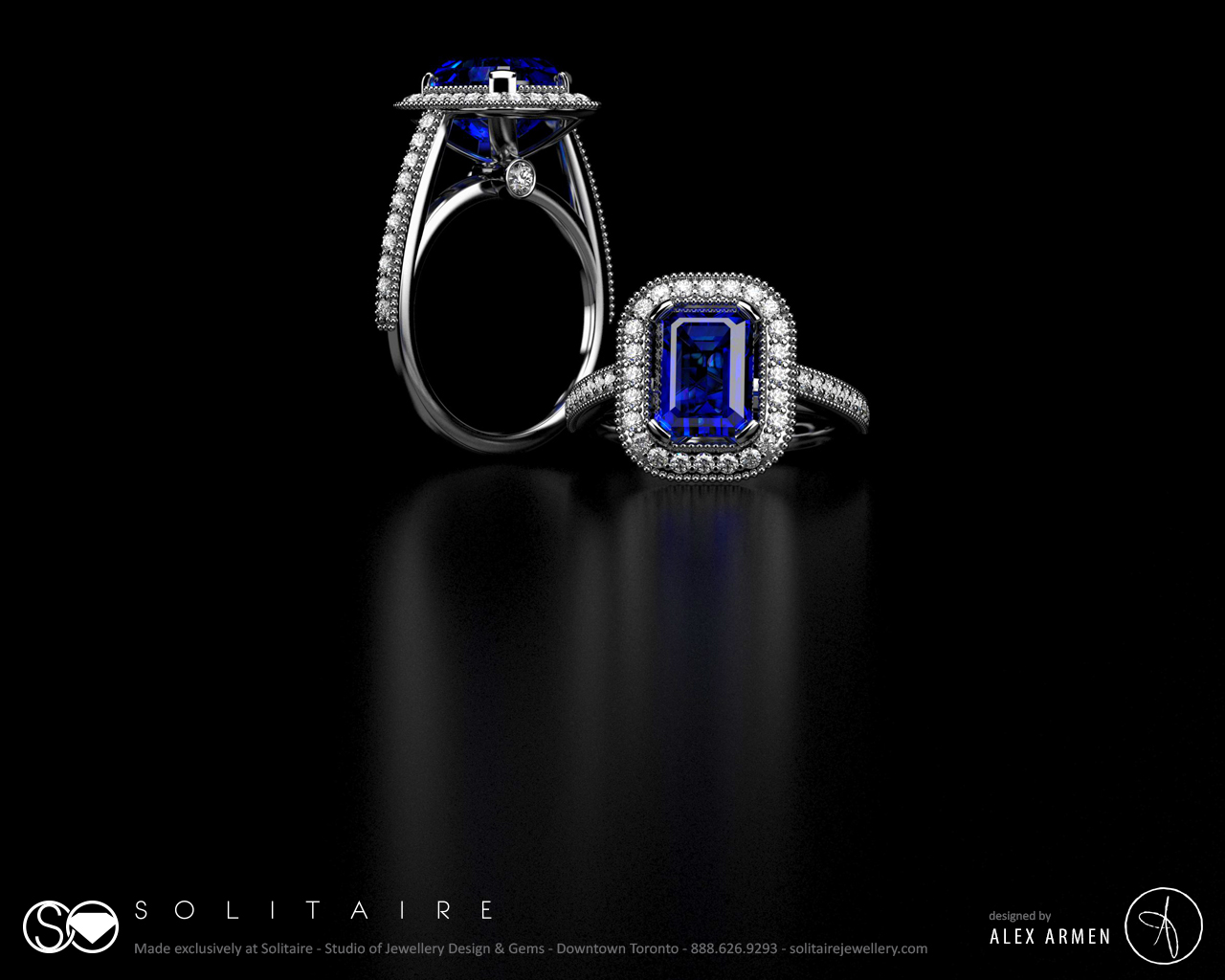 Custom Asscher-Cut Sapphire Engagement Ring